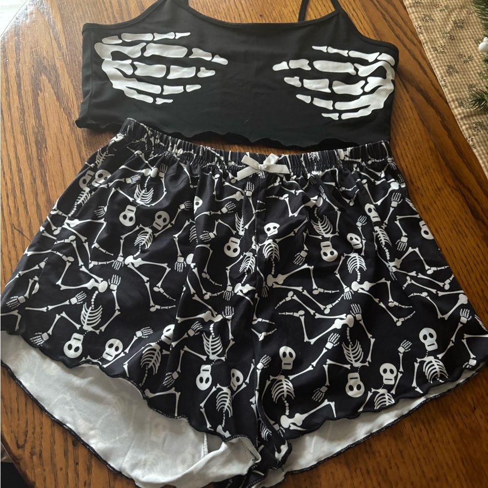 Skeleton Print Pajama Set